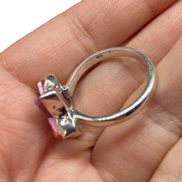 Pink Dahlia Kingman Turquoise Star Ring Size 9.5 Solid 925 Sterling Silver - Picture 7 of 7